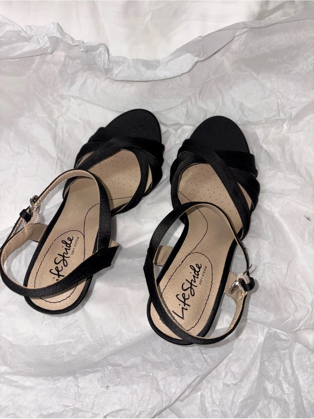 LifeStride Womens Maebree Pump Black Satin 6.5 W
